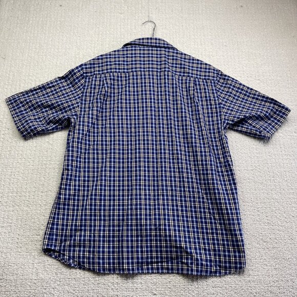 Paul & Shark Yachting Shirt Men Sz 44 Plaid Blue / Brown Short Sleeve Soft Touch - Picture 11 of 16